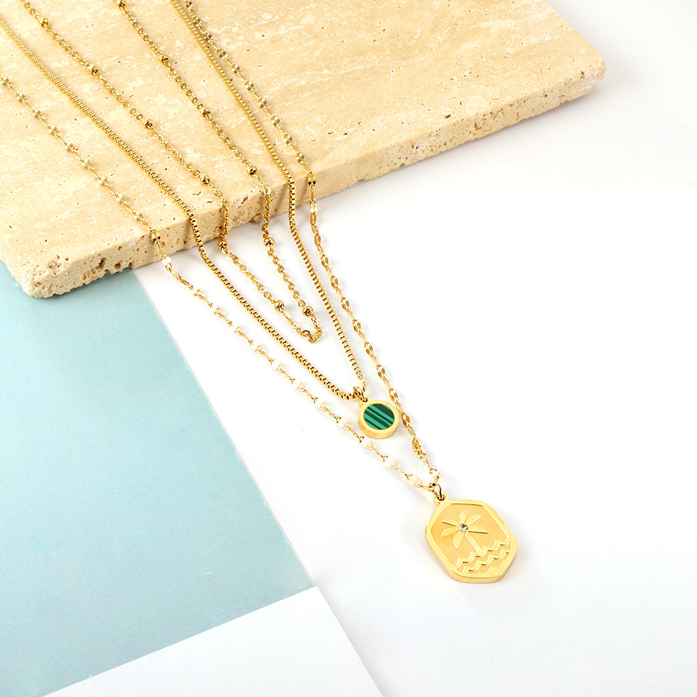Sunset Pendant Layered Nacklace