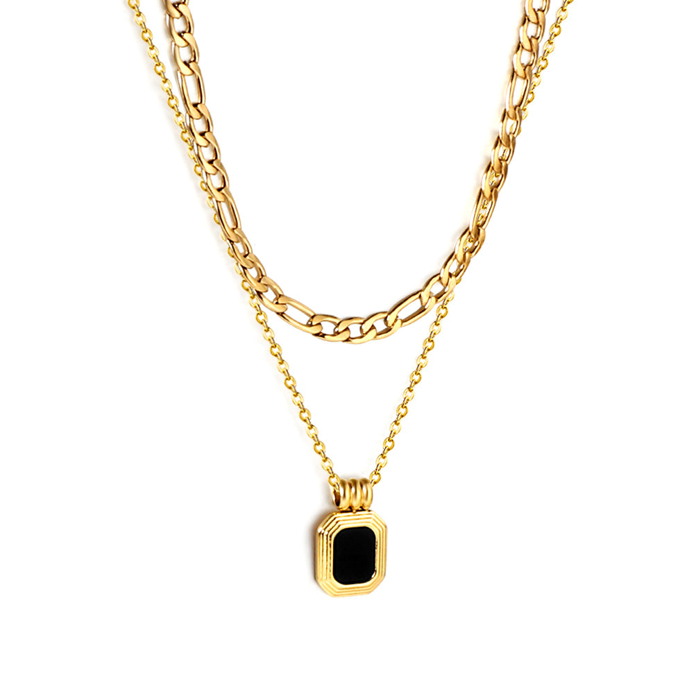 Black Stone layered Necklace