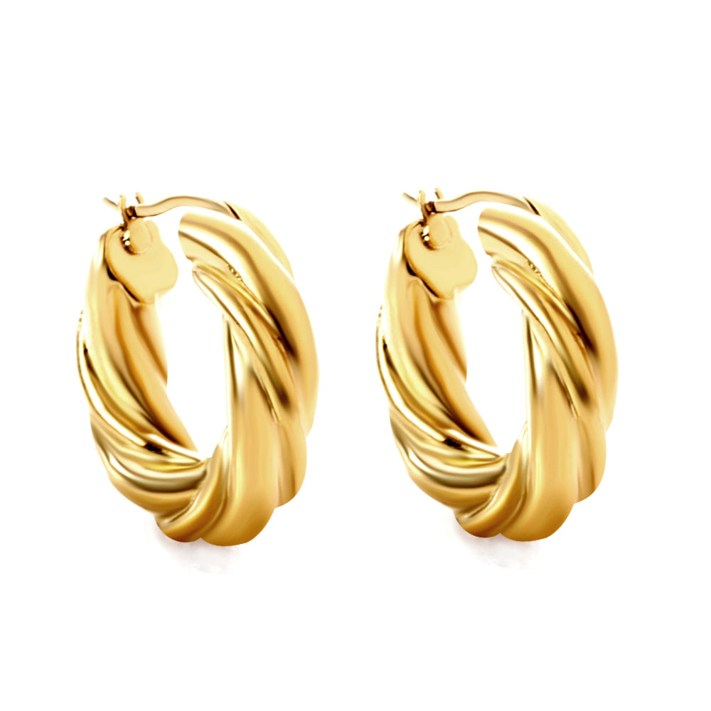 Twisted Round Hoop Earrings