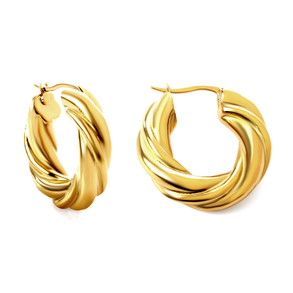 Twisted Round Hoop Earrings