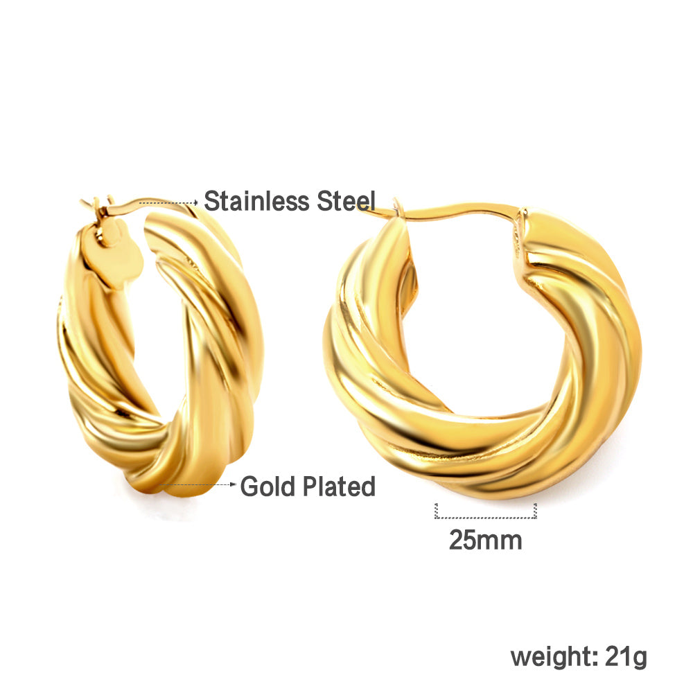 Twisted Round Hoop Earrings