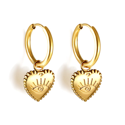 EvilEye Heart Earrings