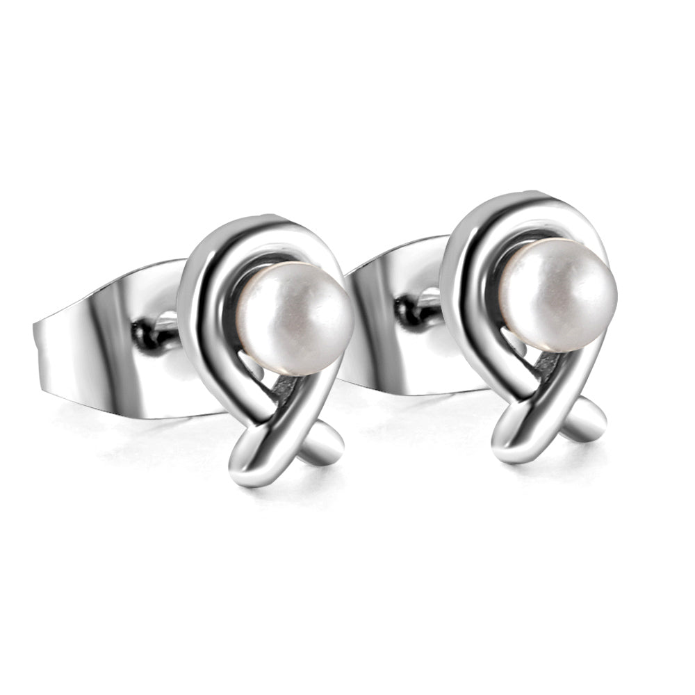 Pearl Cross Stud Earrings