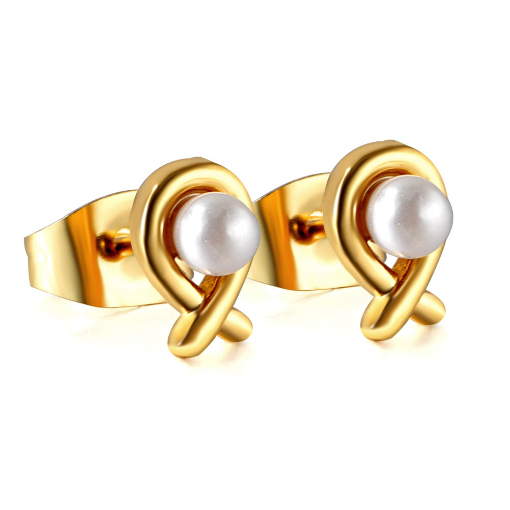 Pearl Cross Stud Earrings