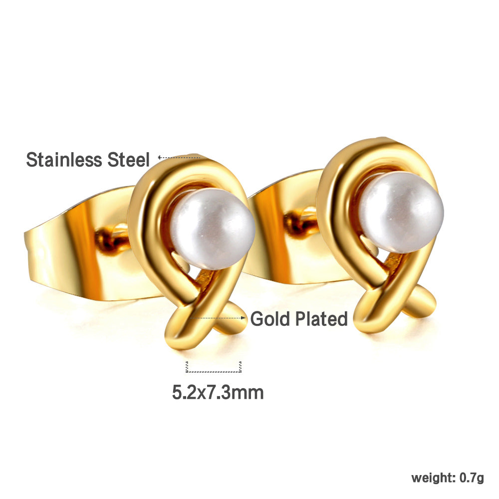 Pearl Cross Stud Earrings