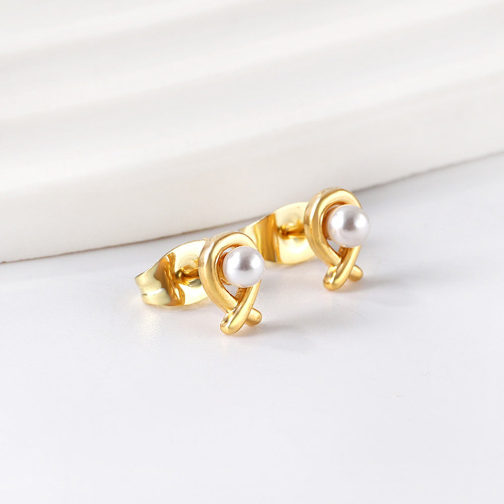 Pearl Cross Stud Earrings