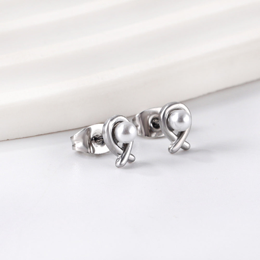 Pearl Cross Stud Earrings