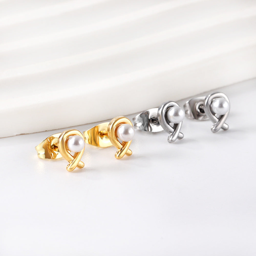 Pearl Cross Stud Earrings