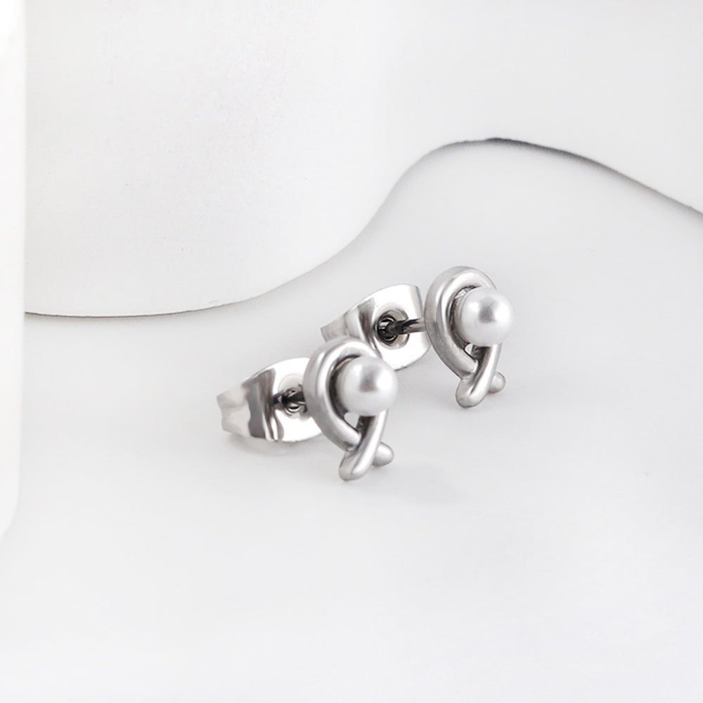 Pearl Cross Stud Earrings