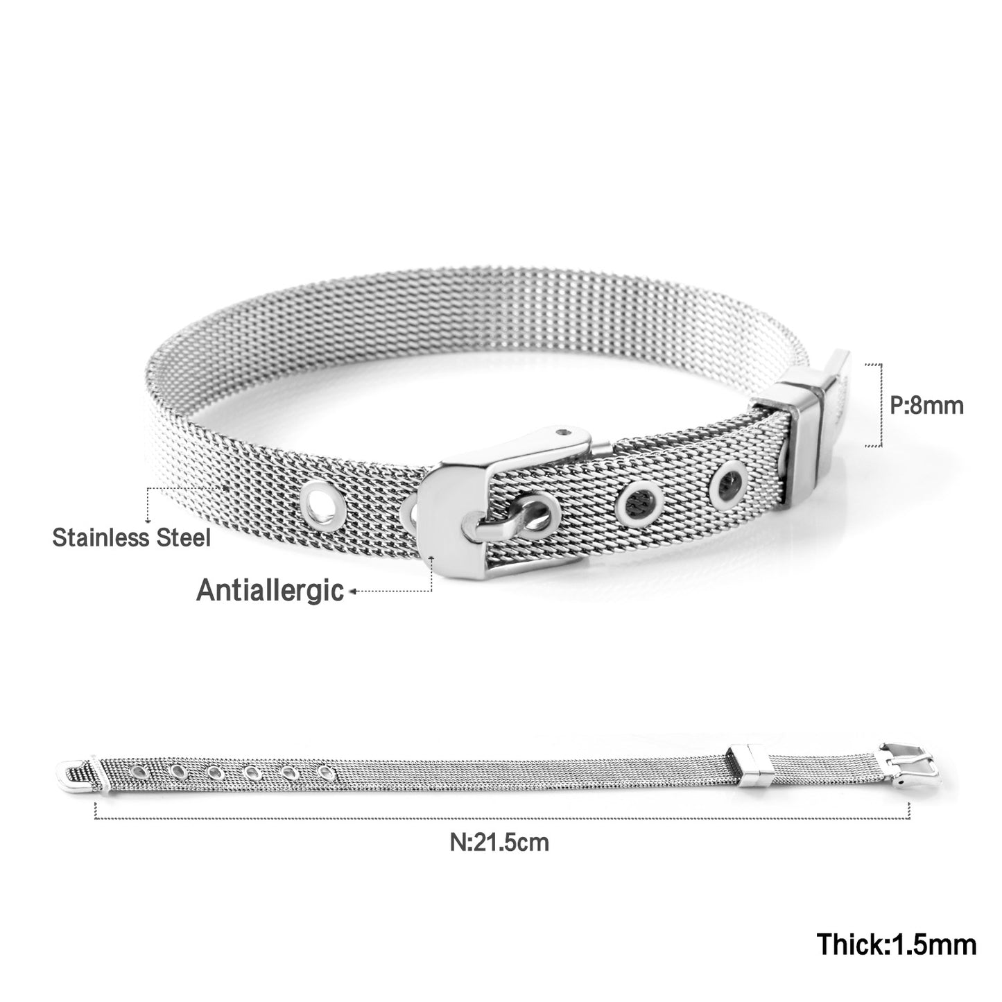 Watch Belt Silver Bracelet