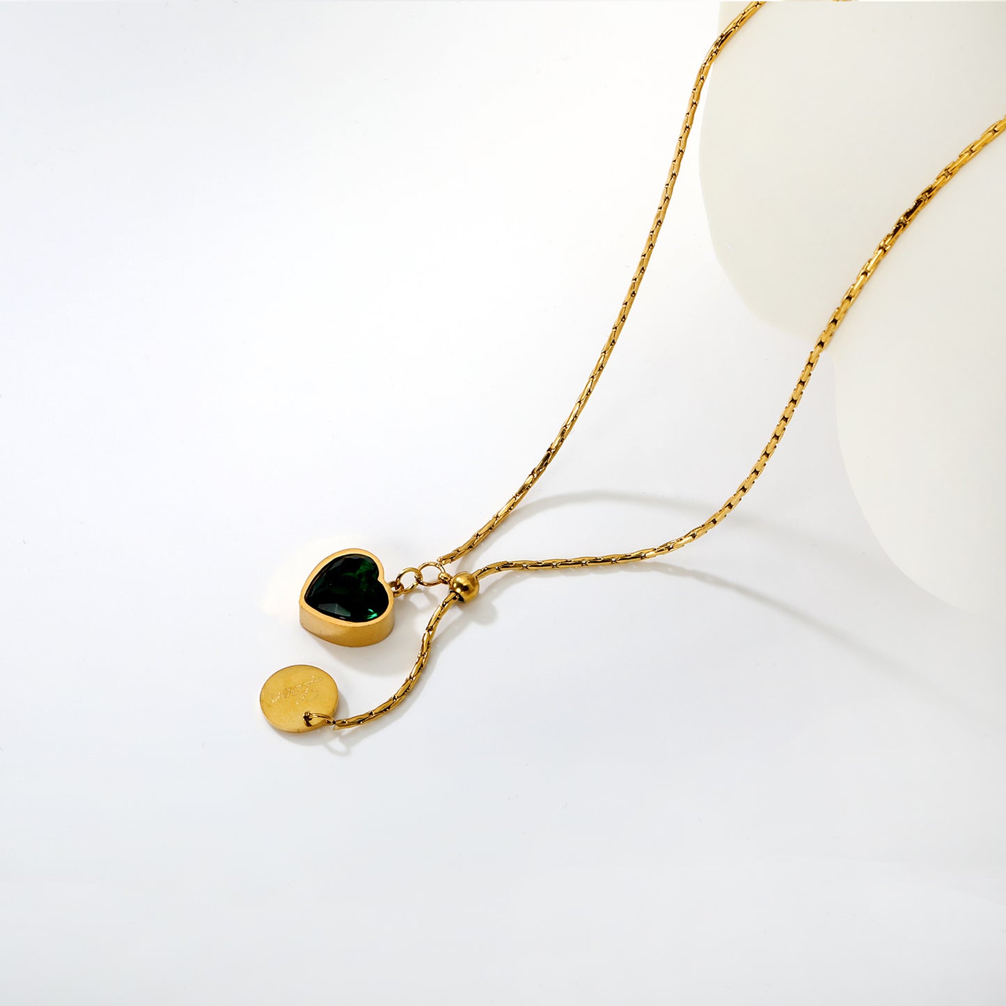 Emerald Heart Drop Necklace