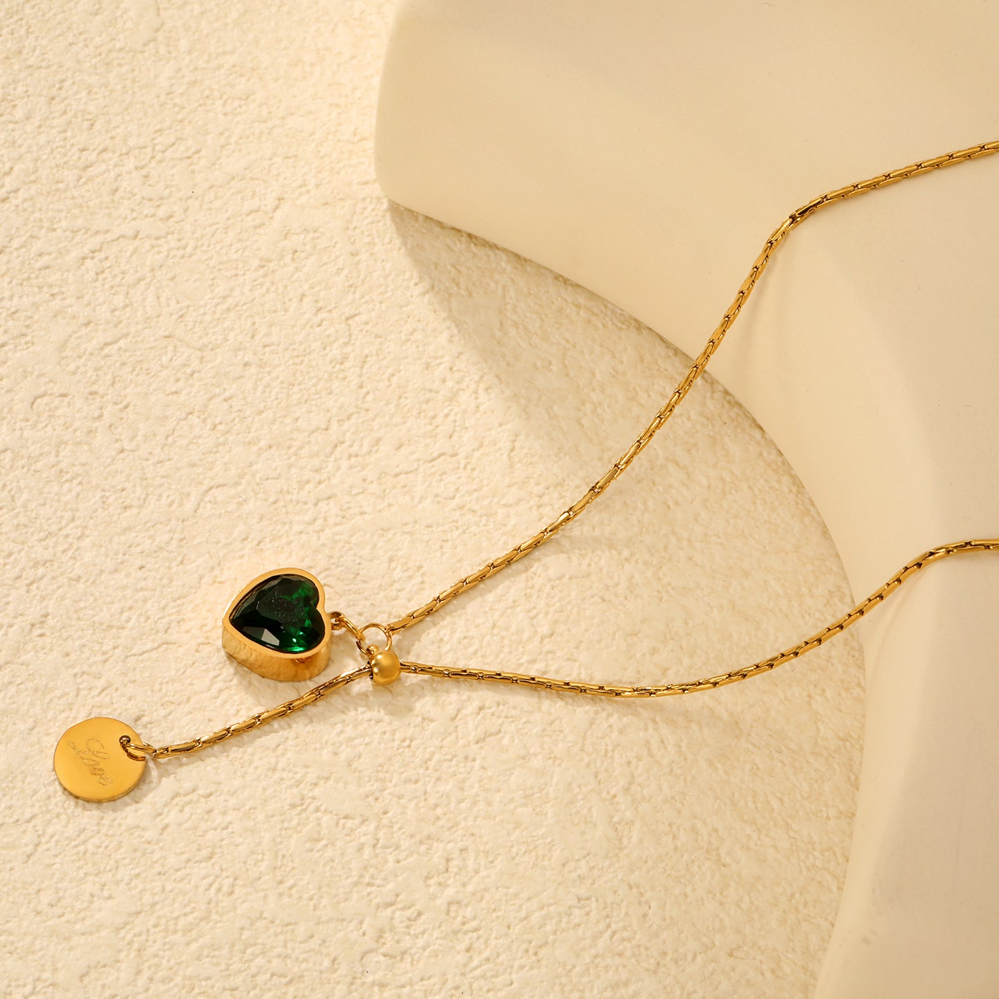Emerald Heart Drop Necklace