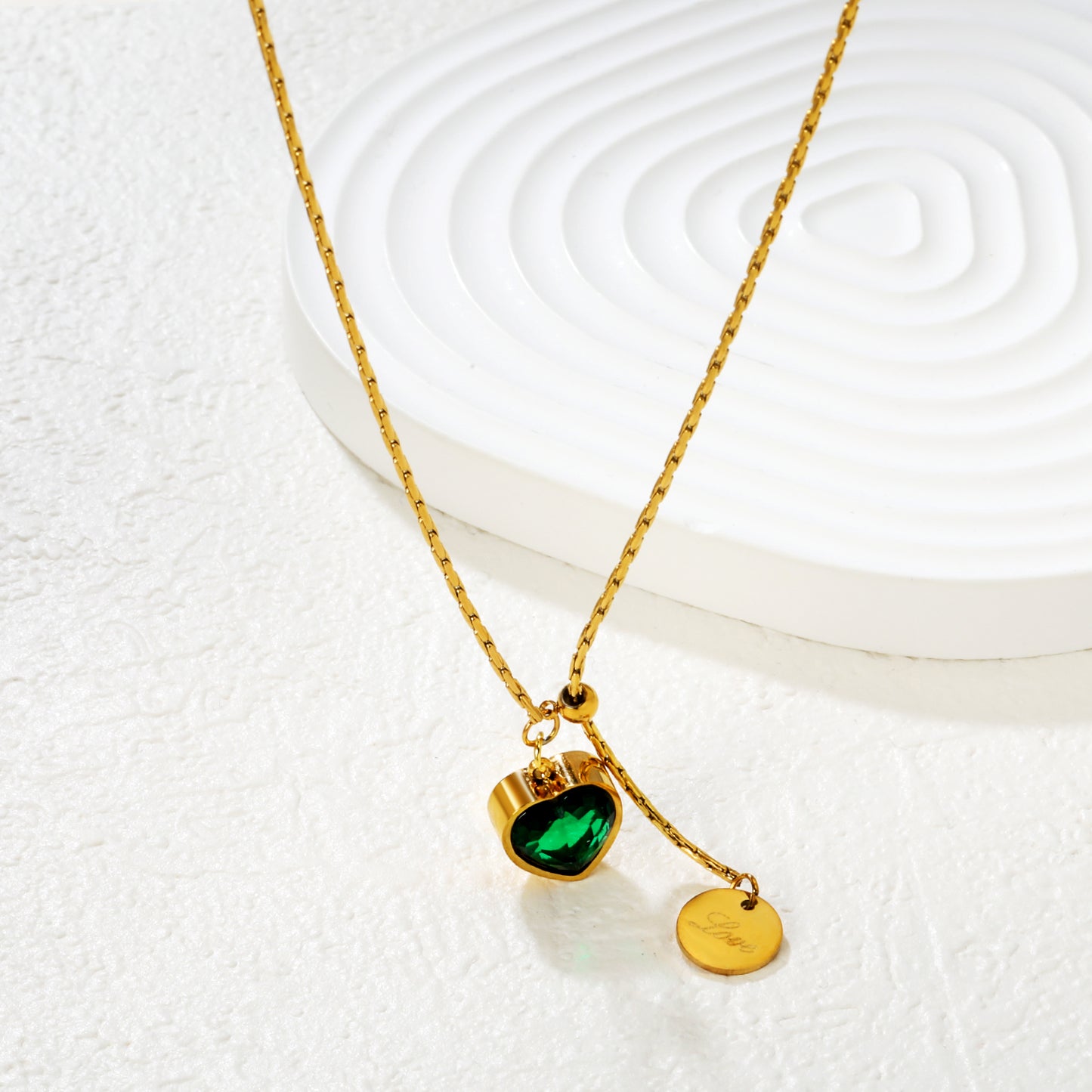 Emerald Heart Drop Necklace