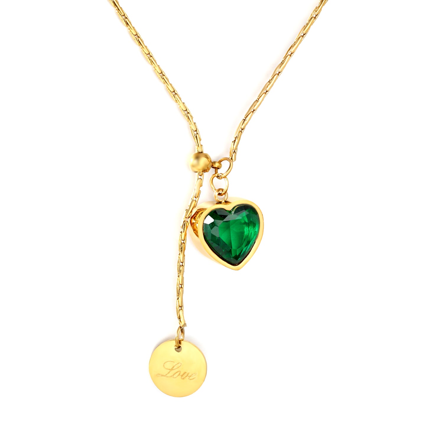 Emerald Heart Drop Necklace