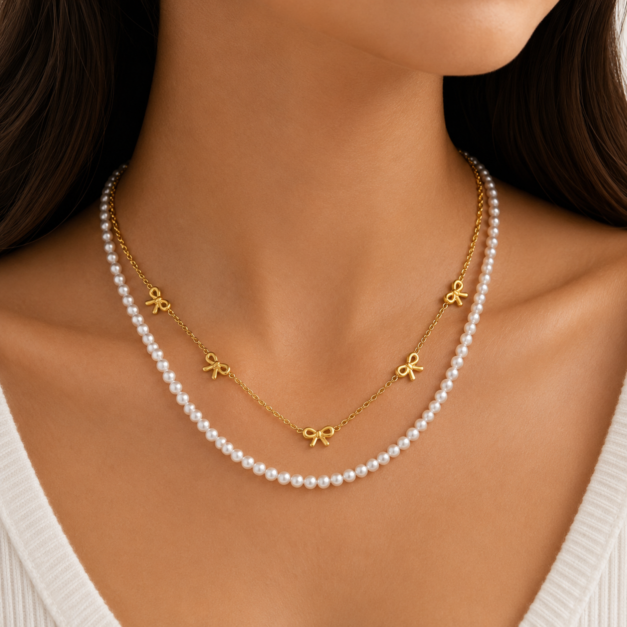 Pearl Bow Necklace