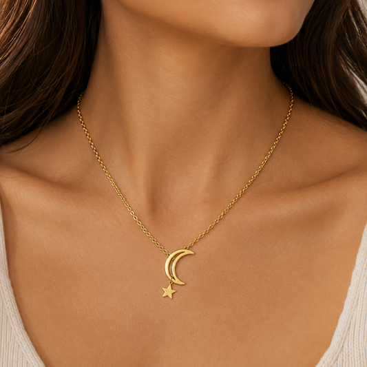 Interlock Star Moon Necklace