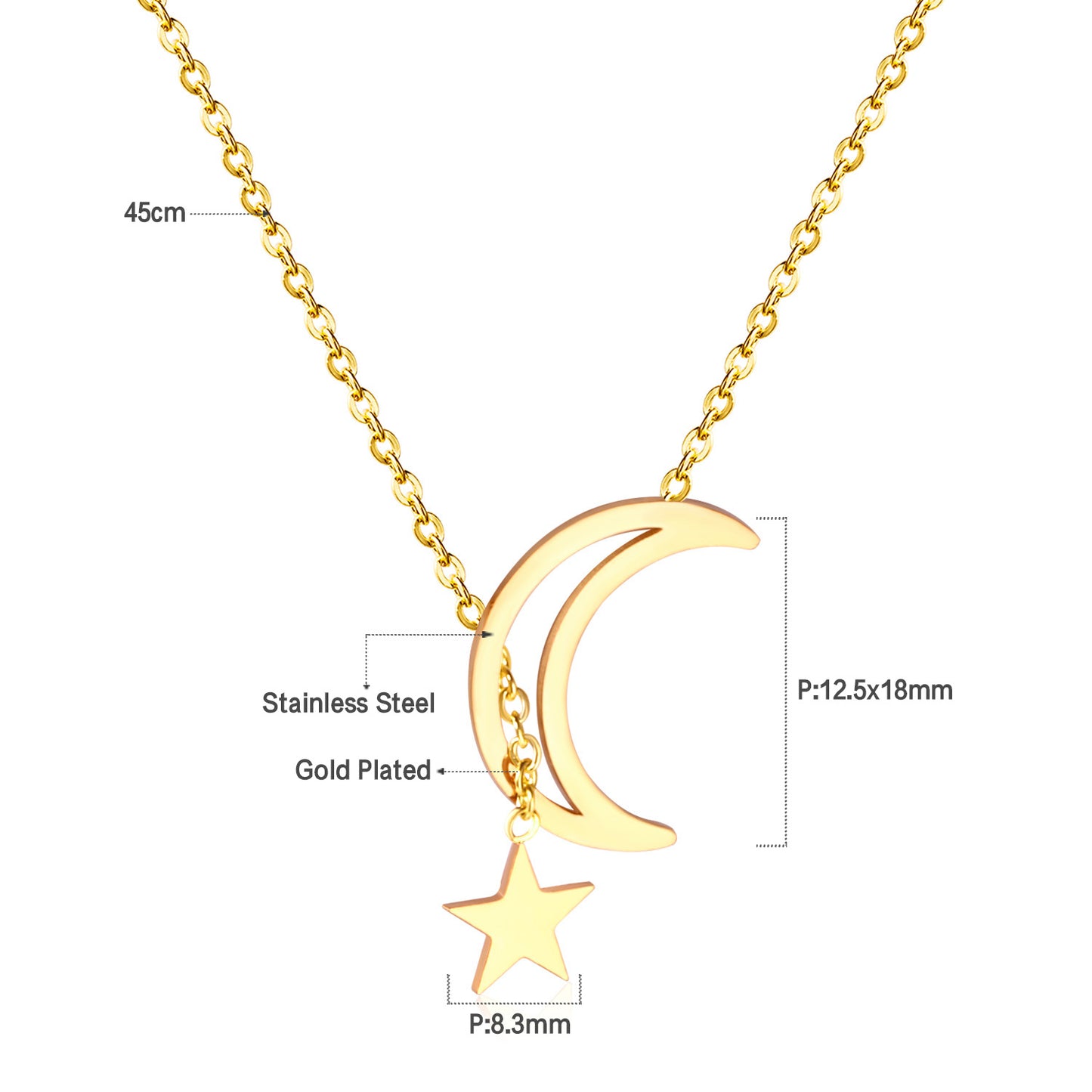 Interlock Star Moon Necklace