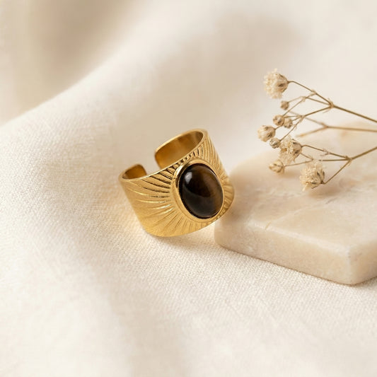Brown Oval Stone Ring