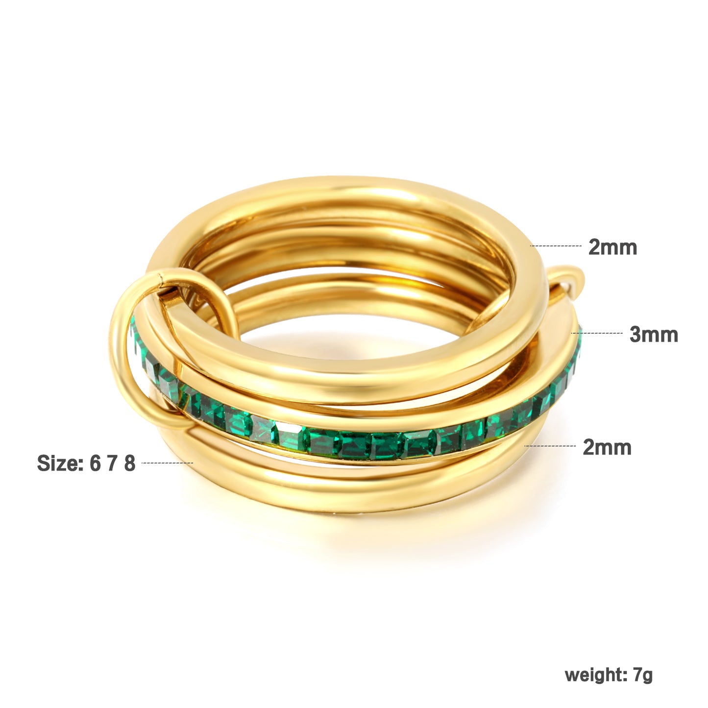 Three Layered Emerald Ring