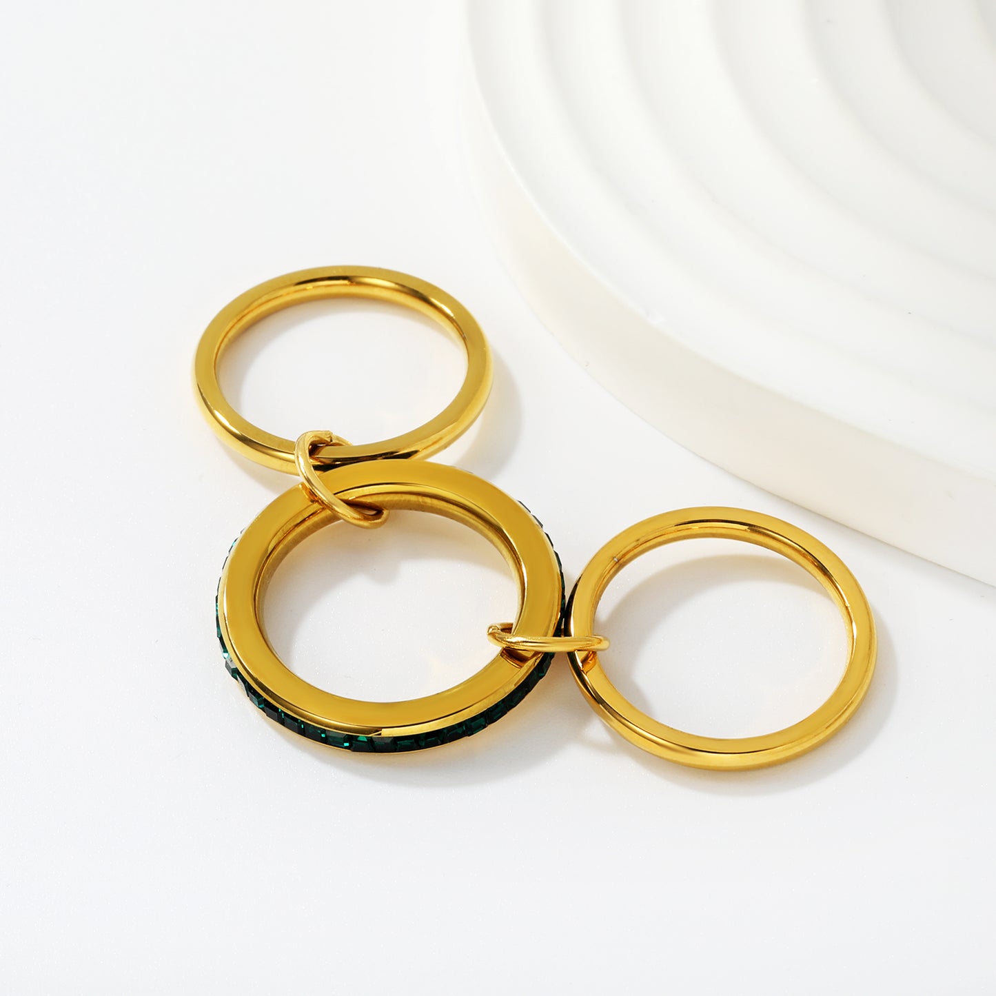 Three Layered Emerald Ring