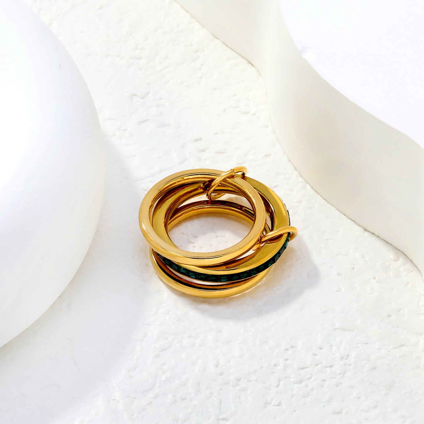 Three Layered Emerald Ring
