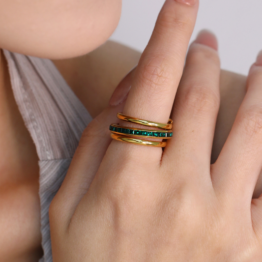 Three Layered Emerald Ring
