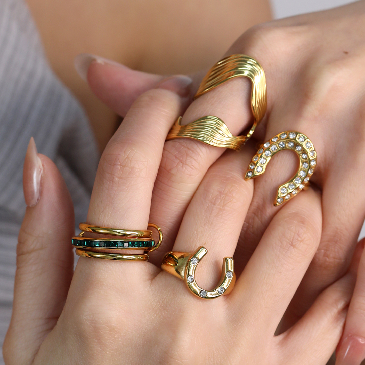 Three Layered Emerald Ring