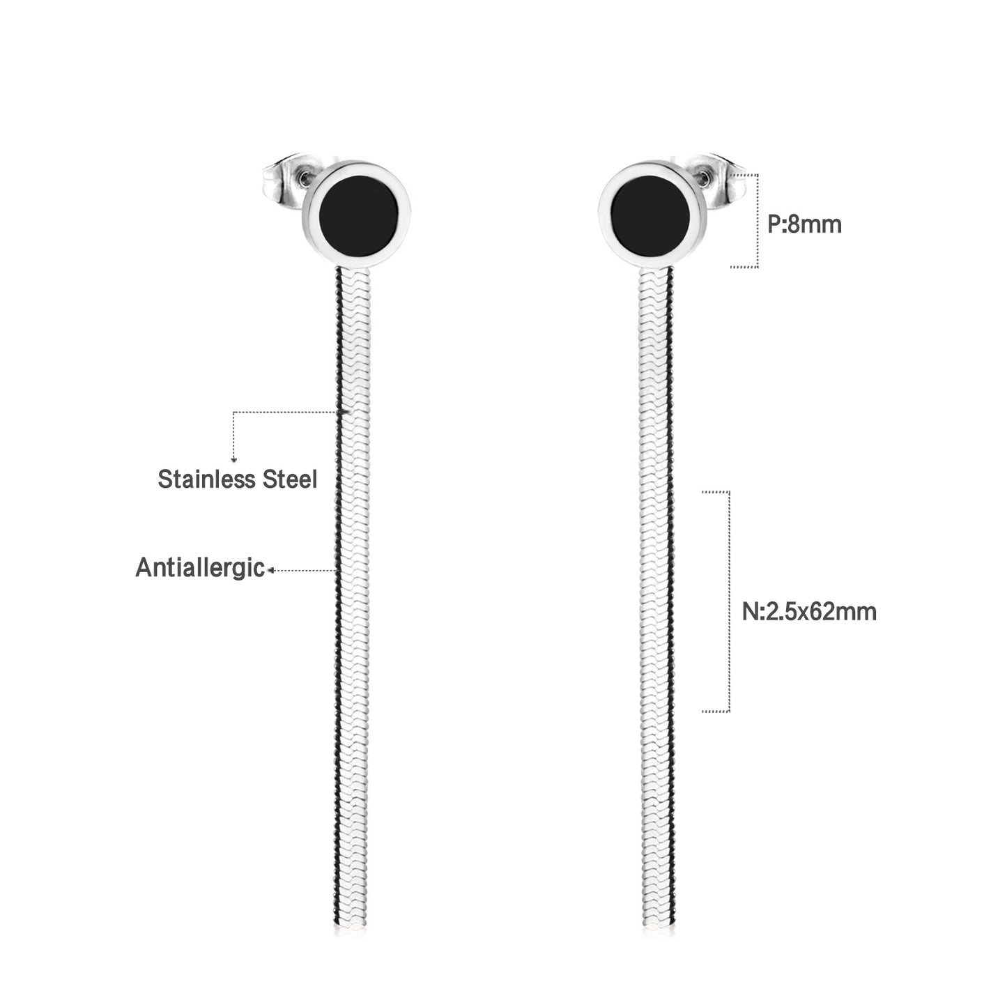 Black Stone Tassle Earrings