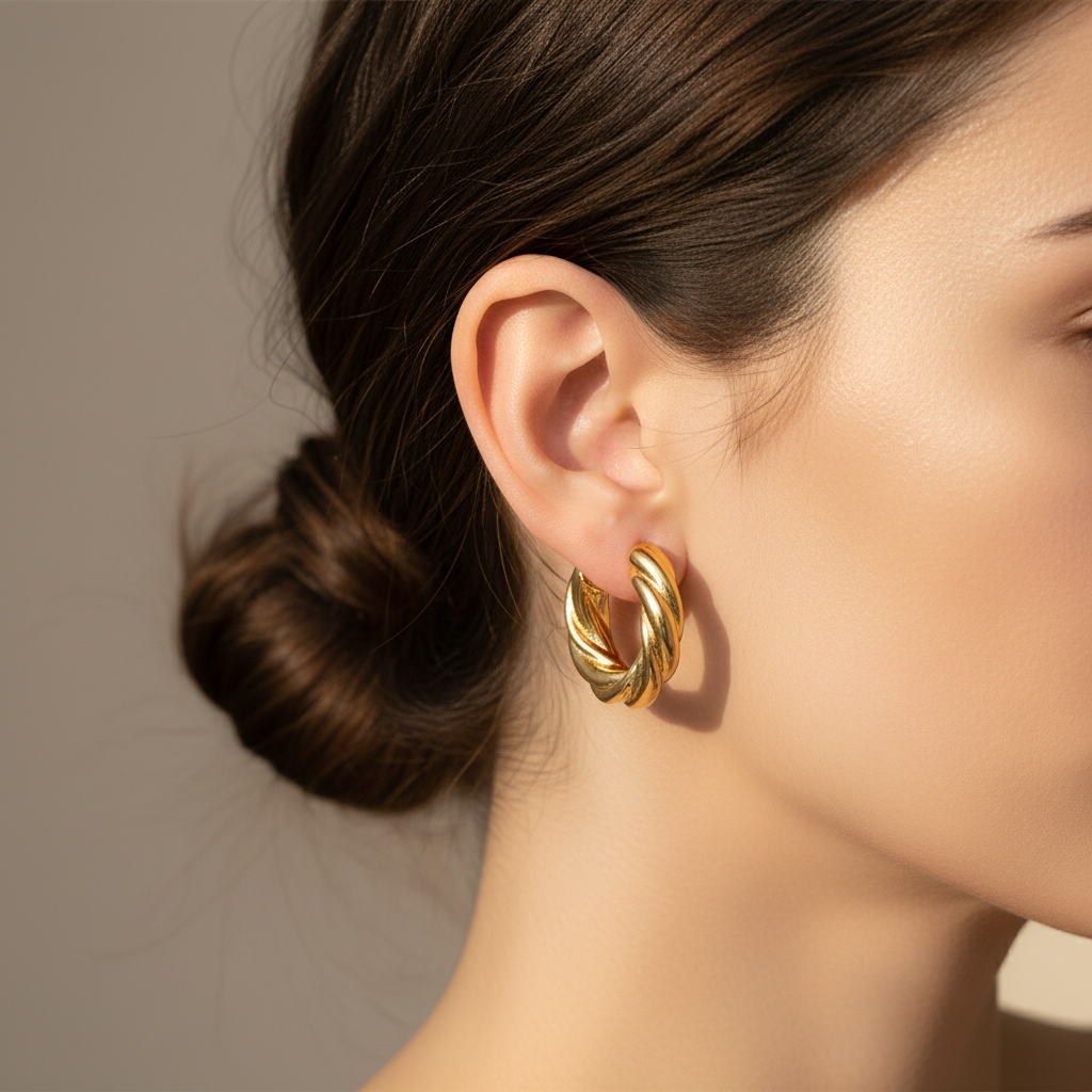 Twisted Round Hoop Earrings