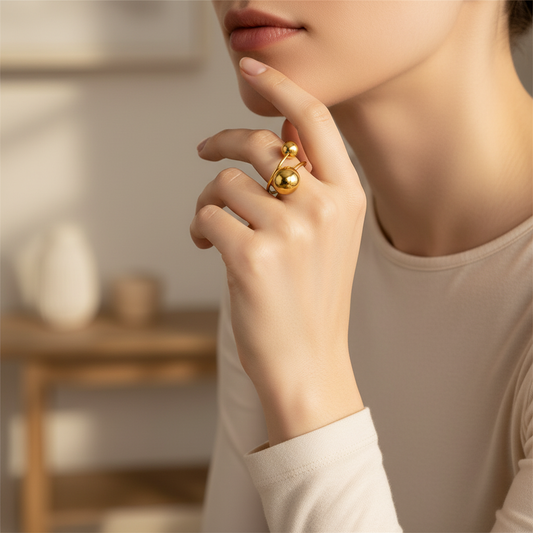 Ball Adjustable Gold Ring