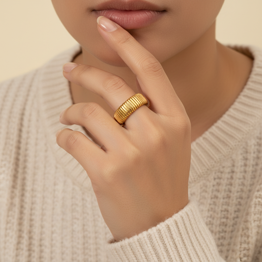 Grooved Gold Ring