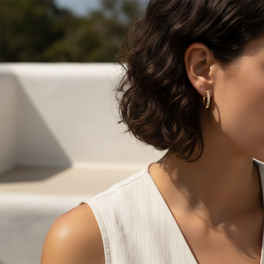 Mini Halo Trace Silver Hoop Earrings