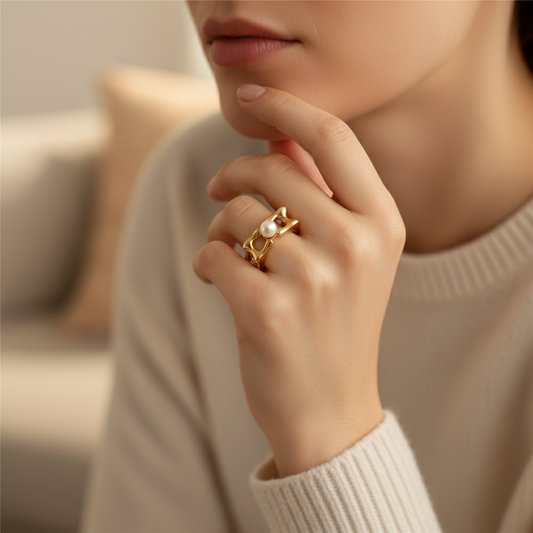 Abstract Pearl Ring