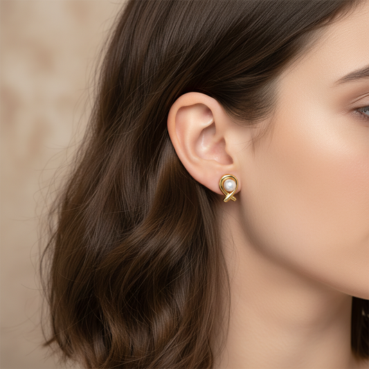 Pearl Cross Stud Earrings