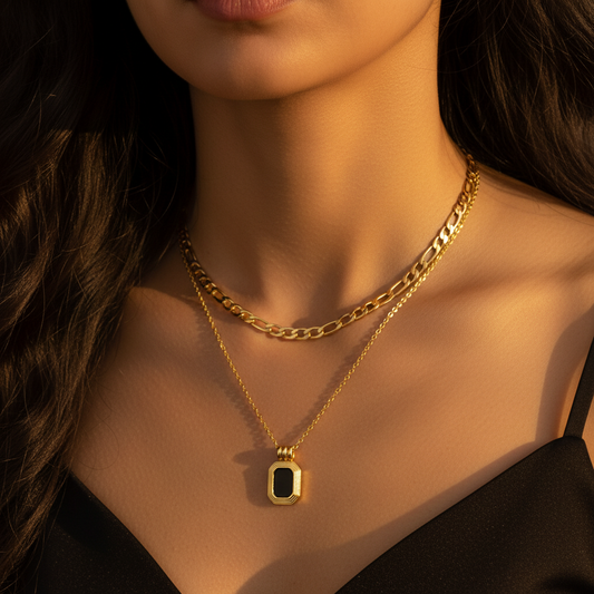 Black Stone layered Necklace