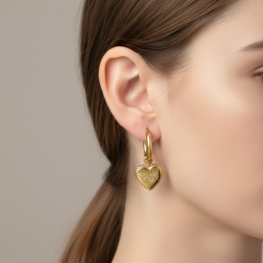 EvilEye Heart Earrings