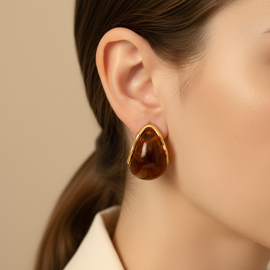 Brown Enamel Earrings
