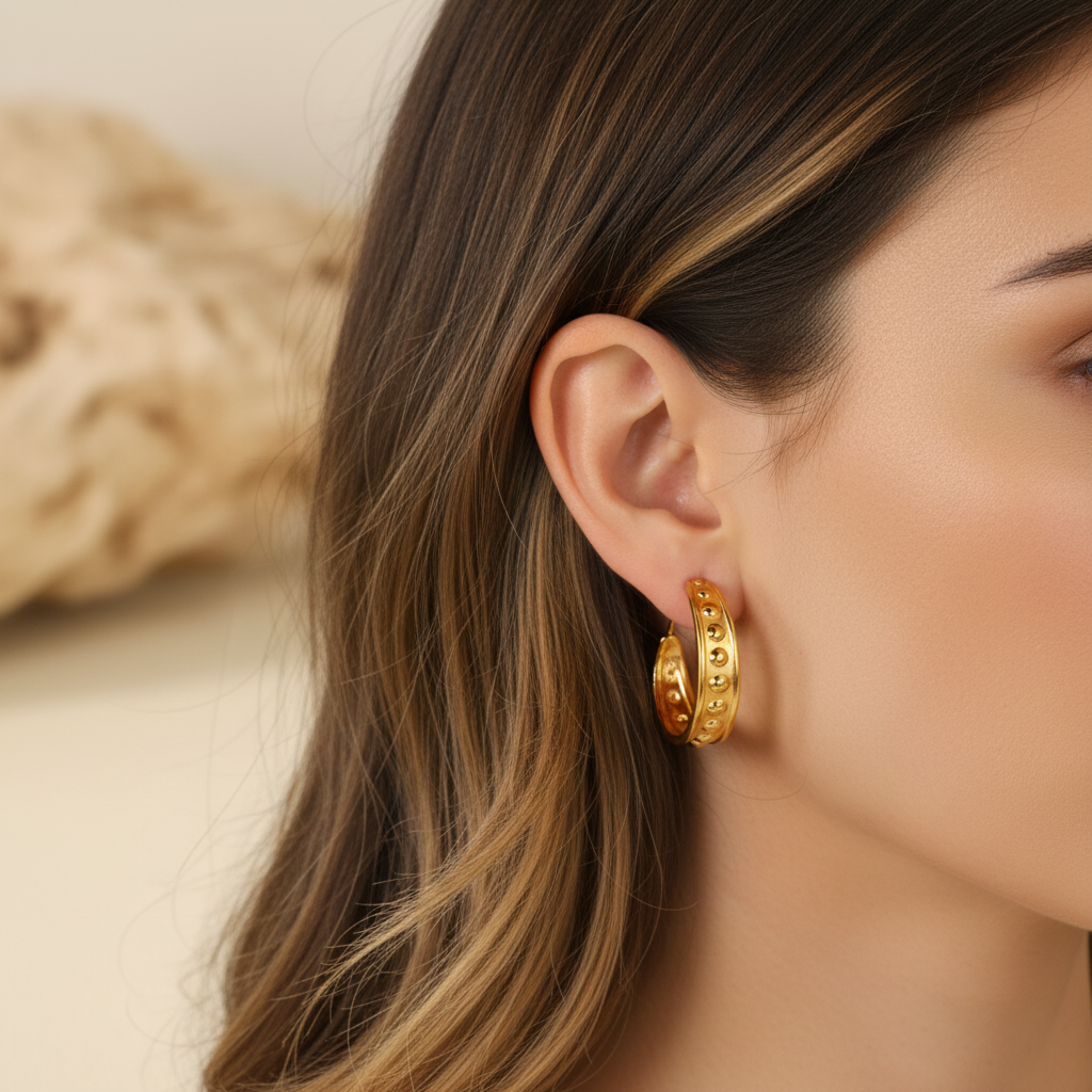 Dotted Hoop Earrings