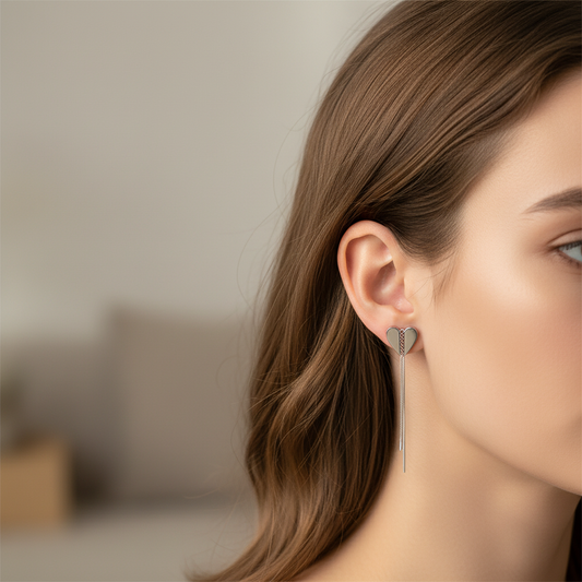 Swaying Heart Silver Earrings