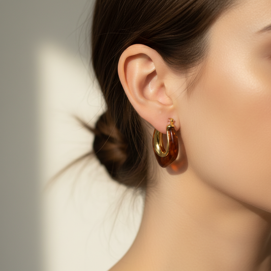 Golden Brown Raisin Hoop Earrings